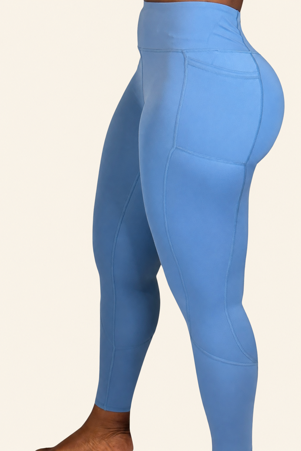 Glory Leggings in Cloud Blue on cream background